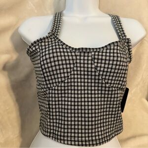 Caution To The Wind | Black and White Checkered Crop Top